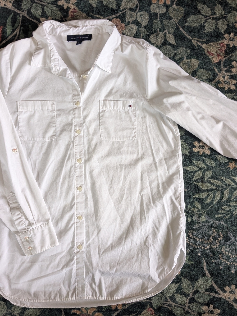 Tommy Hilfiger White Long-Sleeve Casual Button-Down Shirt
